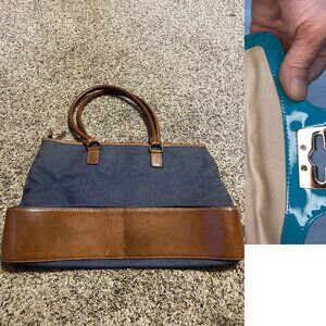 blue/ tan eddie bauer Purse